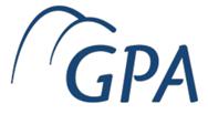 A blue logo with a wave

Description automatically generated
